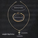 Conjunto de colar com pingente de cruz em aço inoxidável 201 e pulseira com corrente torcida (2 peças)