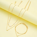 Conjunto: colar e pulseira de pérolas em formato de coração | Ajustável, banhado a ouro 18K