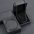 Conjunto de joias masculinas em aço inoxidável, corrente cubana de 50 cm, pulseira com relevo