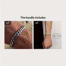 Pulseira masculina de aço inoxidável com elos cubanos