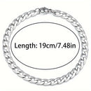 Conjunto de 6 pulseiras masculinas de aço inoxidável de alta qualidade, 19 cm, resistentes ao desbotamento.