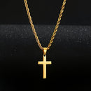 Conjunto de colar com pingente de cruz em aço inoxidável 201 e pulseira com corrente torcida (2 peças)